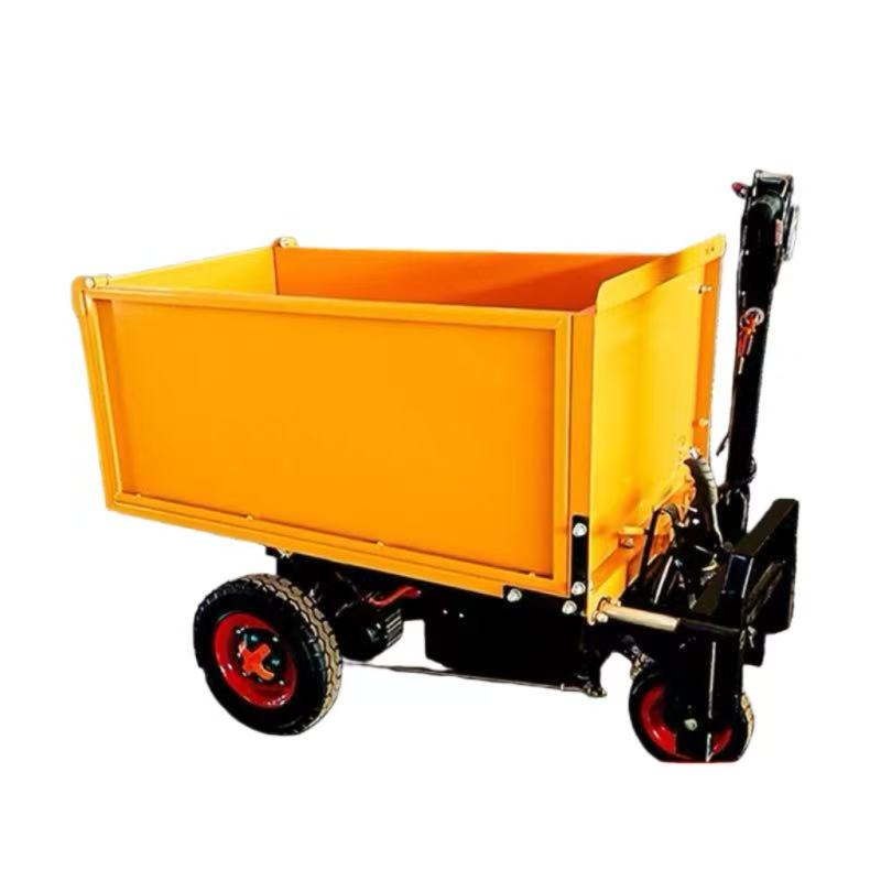 Electric three-wheeled flatbed carts for transporting bricks and goods on construction sites, warehouse trolleys, hand-pushed carts for transportation, and livestock feed transport vehicles