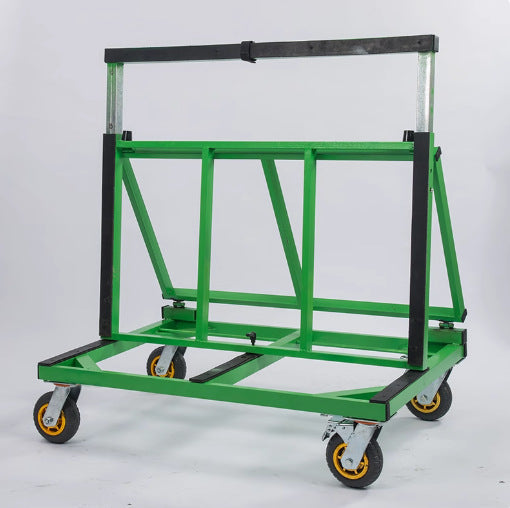 Portable glass door and window moving cart - New four-wheel flat platform with swivel wheels - Foldable - For construction sites - Large wheels - Portable pushcart